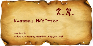 Kvassay Márton névjegykártya